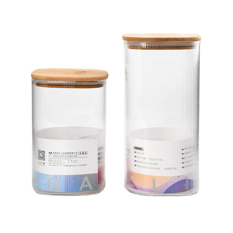2 Sizes Square Storage Jars with Wooden Lid 1.1L,1.5L (59-2729)