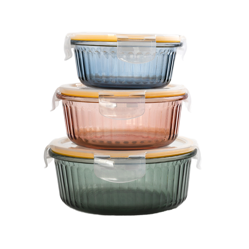 3 Sizes Round Food Containers with Sealed Lid 0.3L,0.5L,0.9L (68-0215)