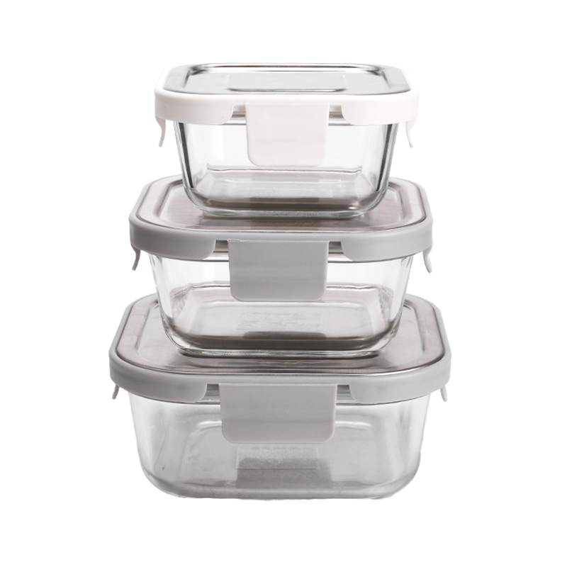 3 Sizes Square Food Containers with Sealed Lid 0.3L,0.5L,0.8L (68-0230)