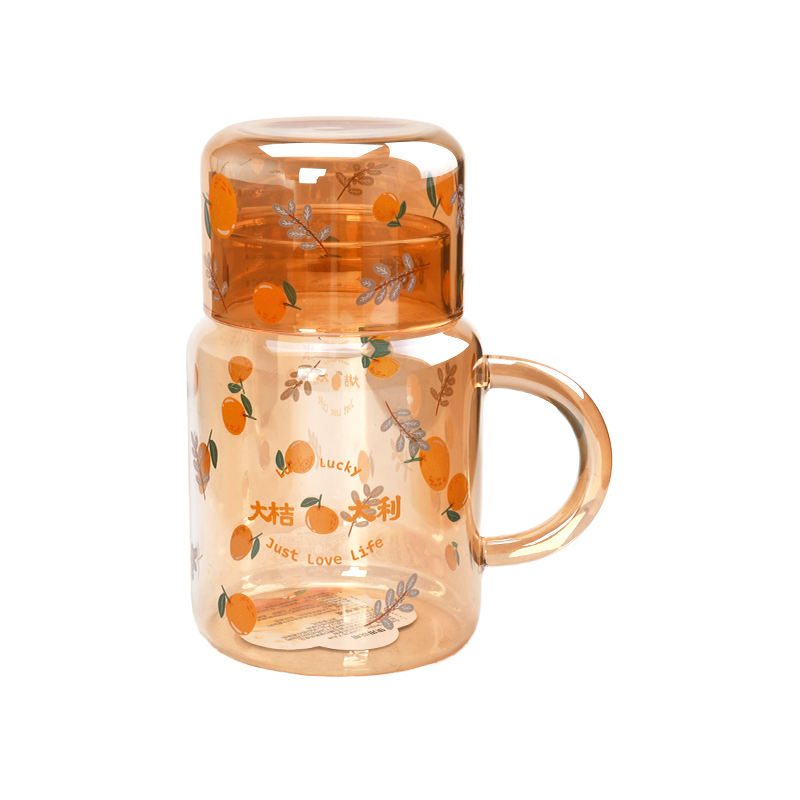 Round Glass Cup with Glass Cup Lid and Glass Handle 0.7L (59-2558)