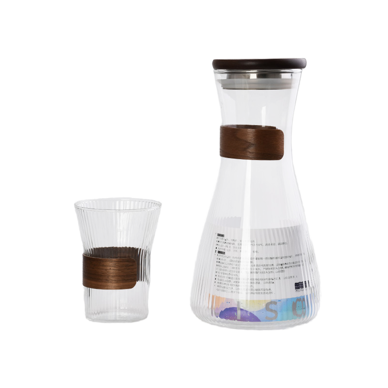 Round Borosilicate Glass Pitcher with Wooden Lid 1.5L (59-2809)